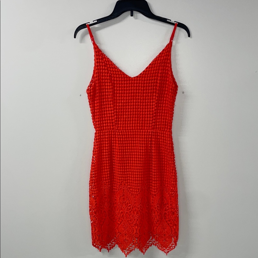 Lulu's Vibrant Red Lace Mini Dress